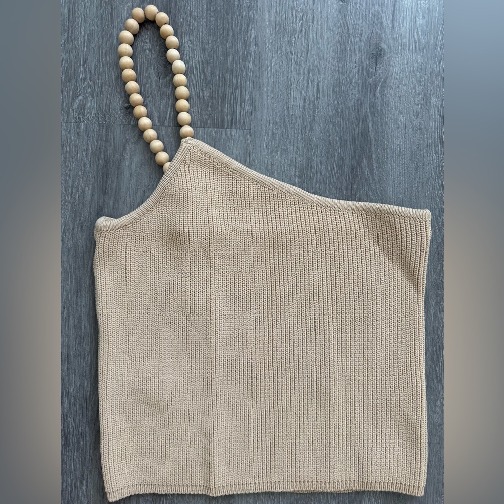 Zara Beige Asymmetrical Knit Top